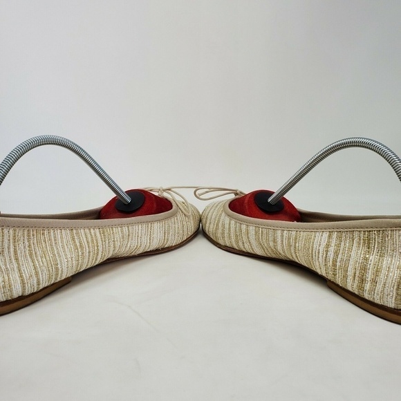 Anniel Scarpine Striped Ballet Flat Cream Gold 9 - Picture 7 of 11